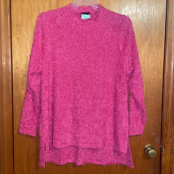 •LANE BRYANT•BNWT PINK EYELASH MOCK NECK KNIT FUZZY HIGH-LOW SWEATER SIZE 18/20 - Picture 3 of 9